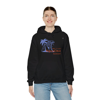 Japanese "I have genital lice" (Crabs), Blue Wave - Unisex Heavy Blend Hoodie - Rude Translation Clothing