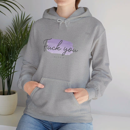 English 'Fuck you bitch', Purple - Unisex Heavy Blend Hoodie - Rude Translation Clothing