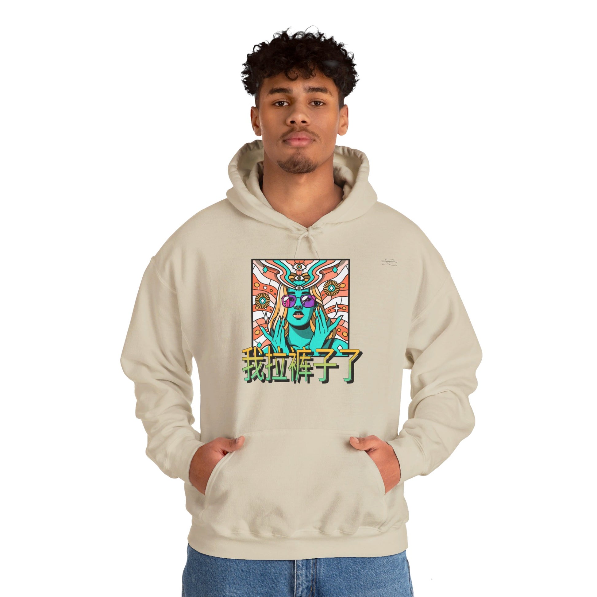 Chinese 'I shit my pants', Psychedelic Hippie - Unisex Heavy Blend Hoodie - Rude Translation Clothing