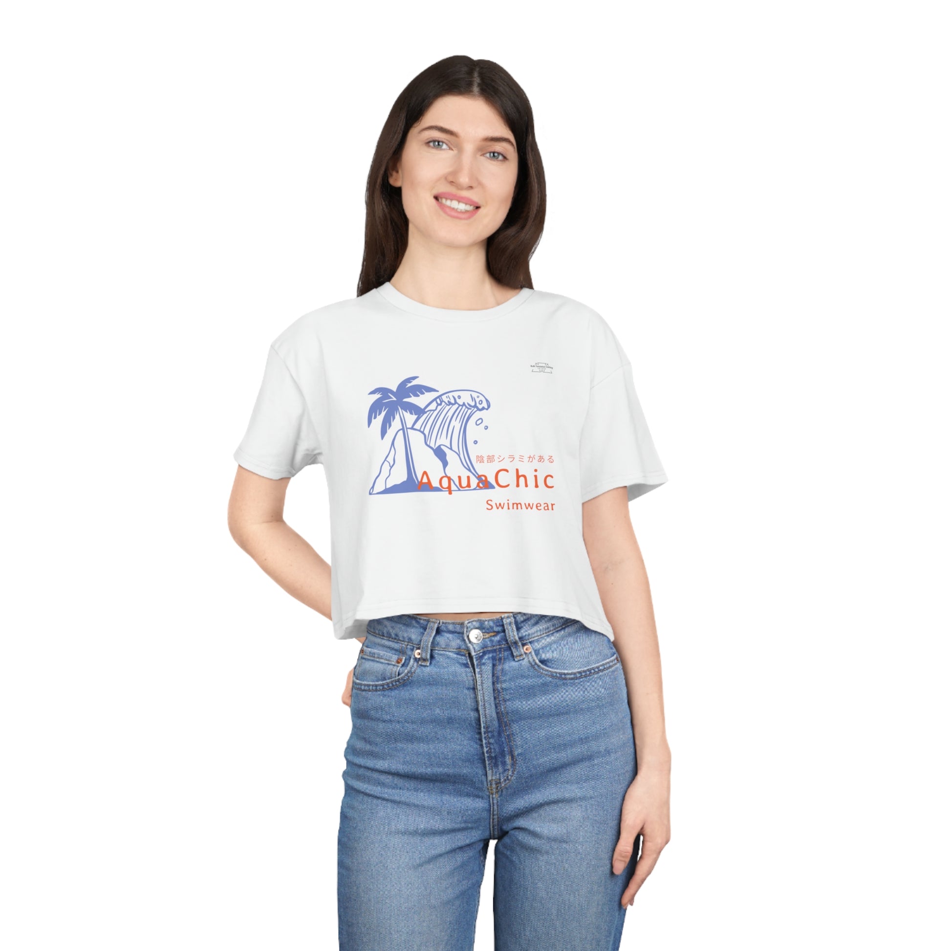 Wave - Women's Crop Tee, Japanese 'I have genital lice' (Crabs) - Rude Translation Clothing