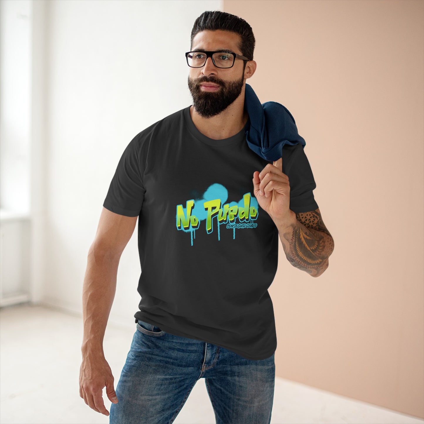 Green graffiti- Men's Staple Tee, Spanish 'I can't get hard' - Rude Translation Clothing