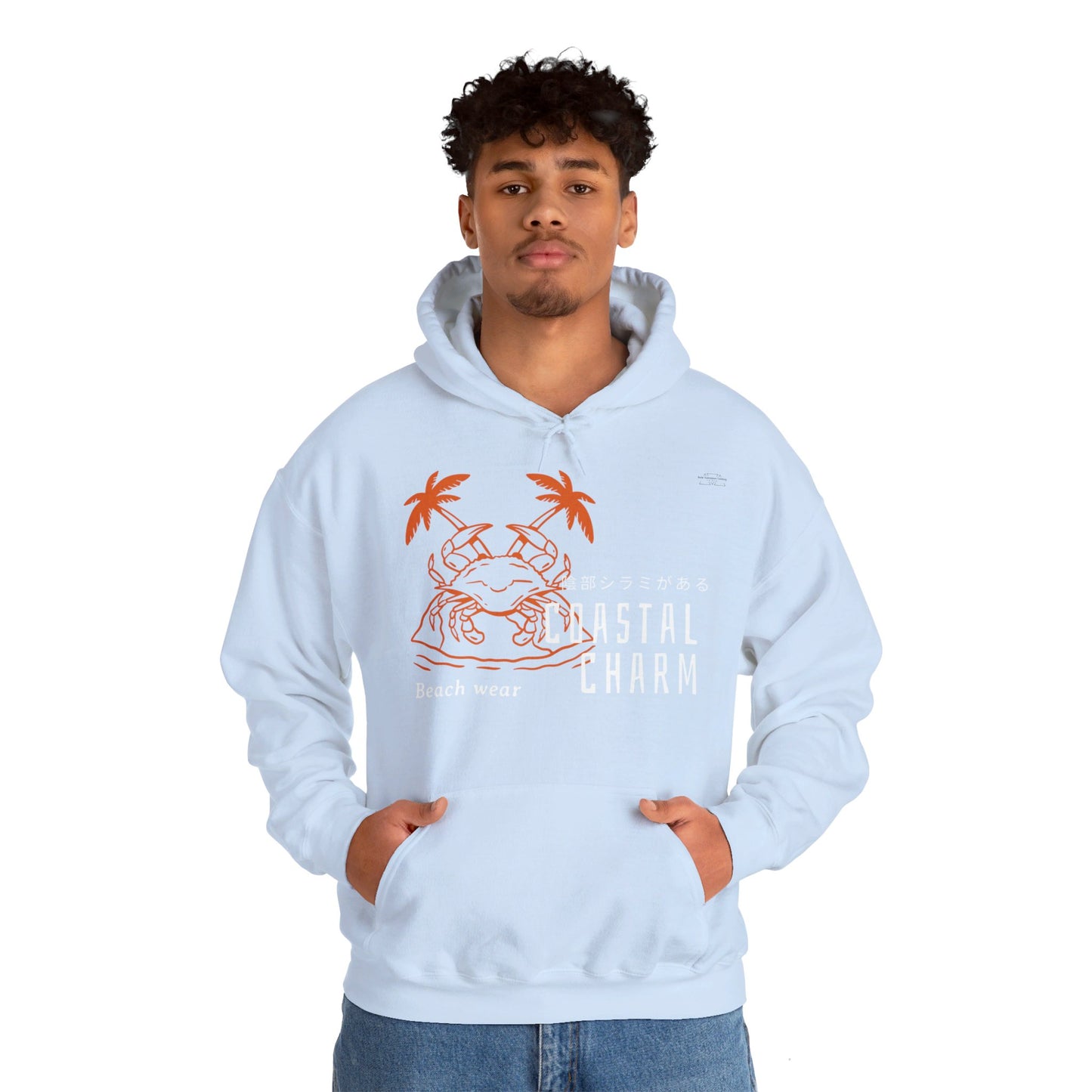 Japanese "I have genital lice" (Crabs), Orange Crab - Unisex Heavy Blend Hoodie - Rude Translation Clothing