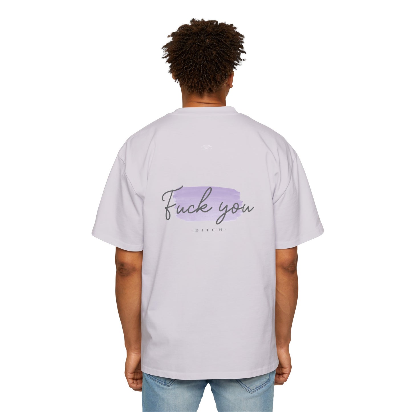 Purple - Men's Heavy Oversized Tee, English 'Fuck you bitch' - Rude Translation Clothing