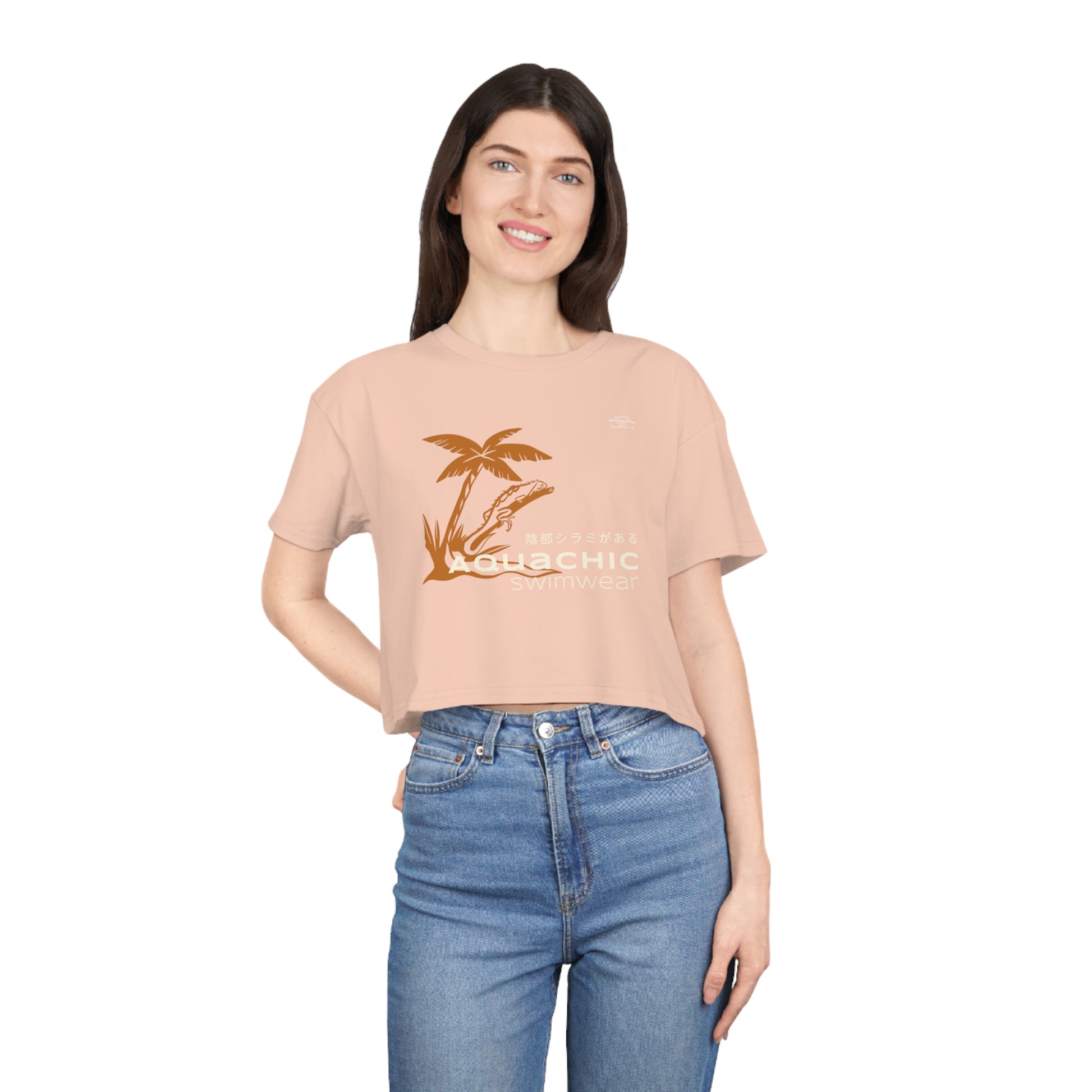 Lizard - Women's Crop Tee, Japanese 'I have genital lice' (Crabs) - Rude Translation Clothing