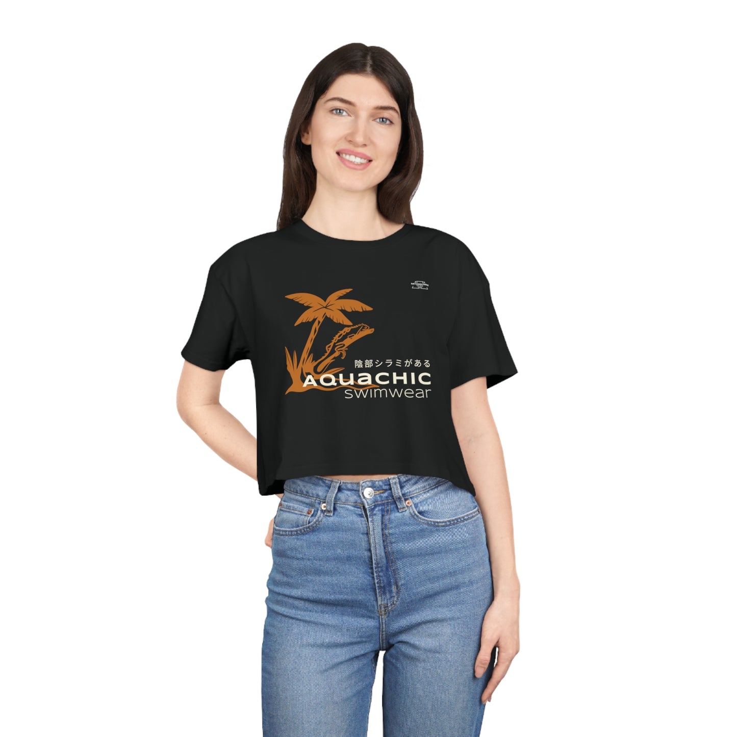 Lizard - Women's Crop Tee, Japanese 'I have genital lice' (Crabs) - Rude Translation Clothing