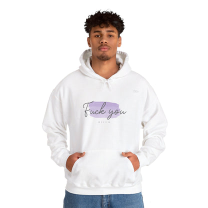 English 'Fuck you bitch', Purple - Unisex Heavy Blend Hoodie - Rude Translation Clothing