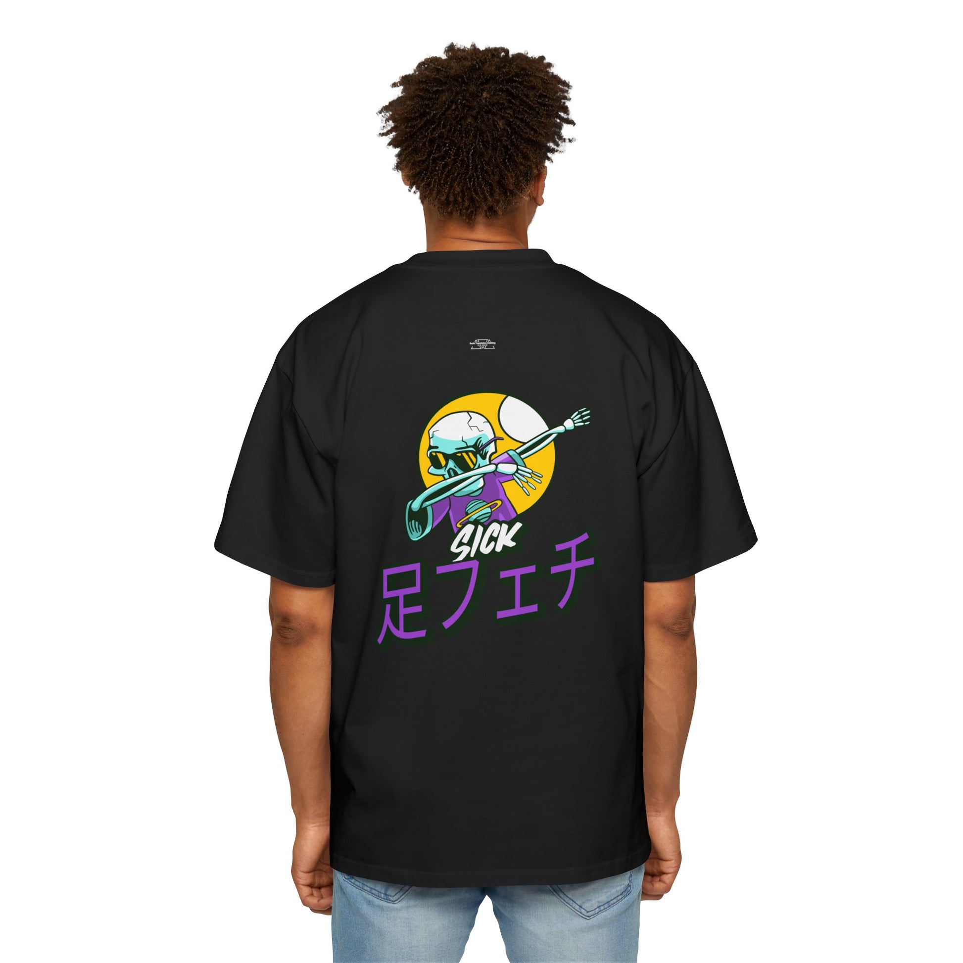 Skeleton - Men's Heavy Oversized Tee, Japanese Sick 'Foot fetish' - Rude Translation Clothing