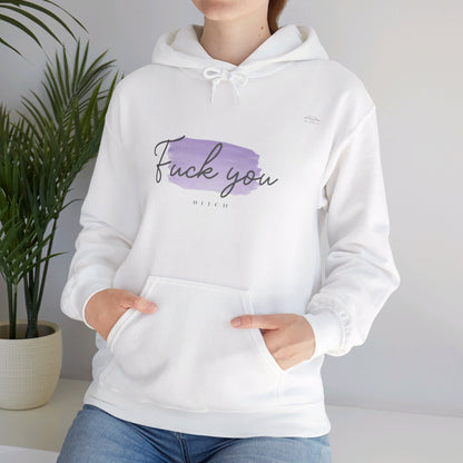 English 'Fuck you bitch', Purple - Unisex Heavy Blend Hoodie - Rude Translation Clothing