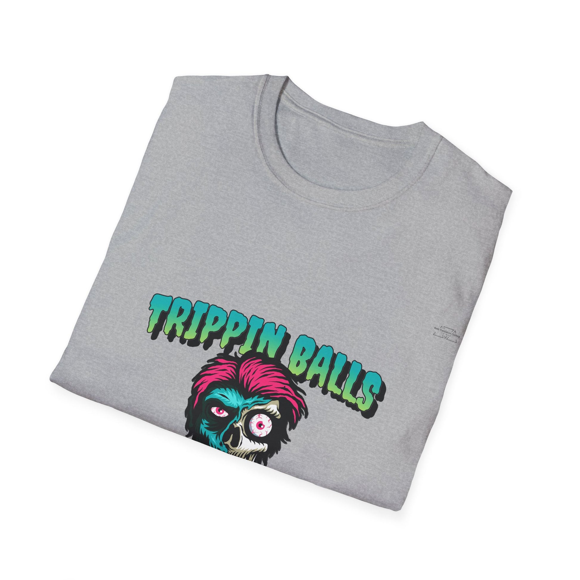 Skull - Unisex Softstyle T-Shirt, English 'Trippin balls cunt' - Rude Translation Clothing