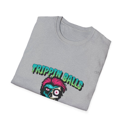 Skull - Unisex Softstyle T-Shirt, English 'Trippin balls cunt' - Rude Translation Clothing