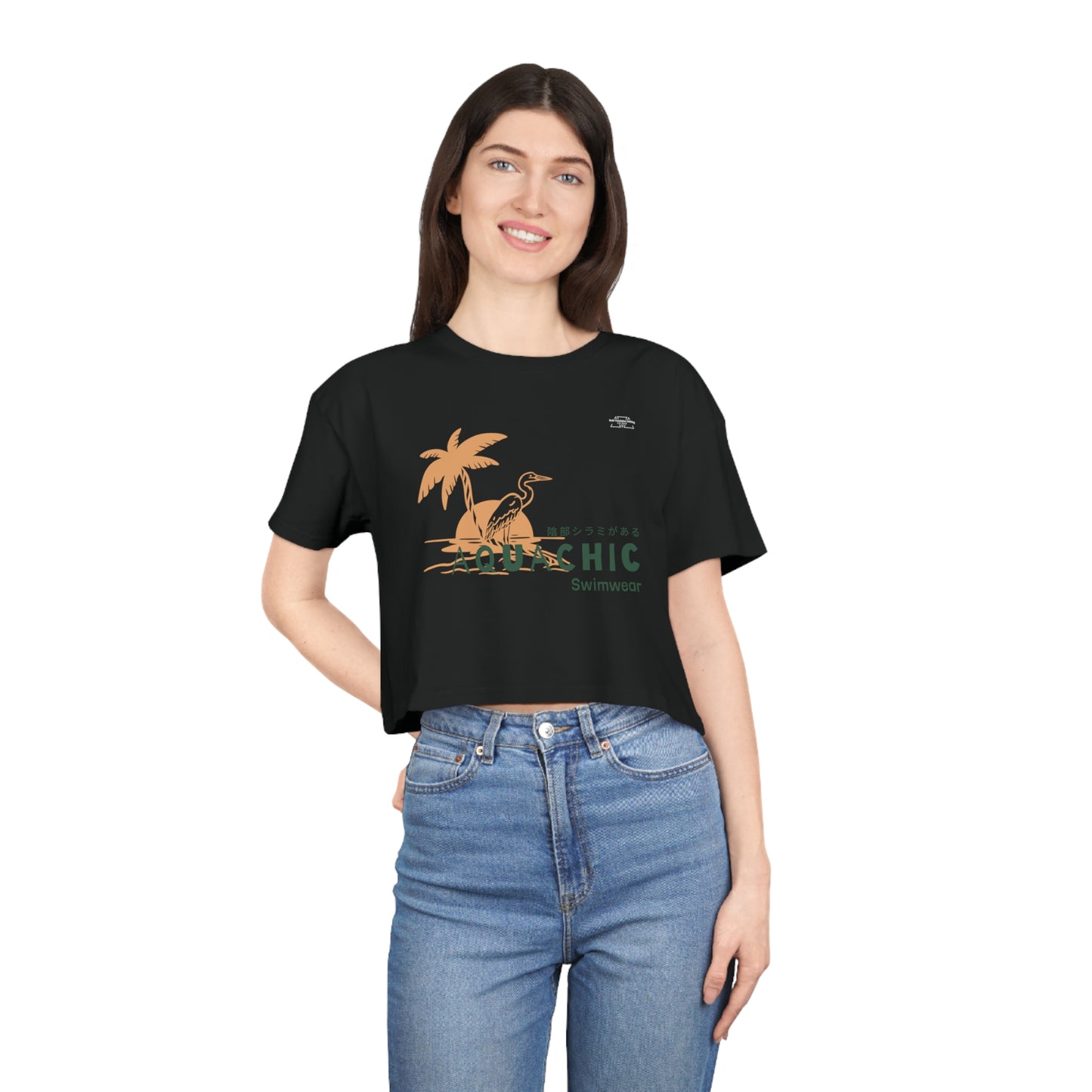 Crane - Women's Crop Tee, Japanese 'I have genital lice' (Crabs) - Rude Translation Clothing