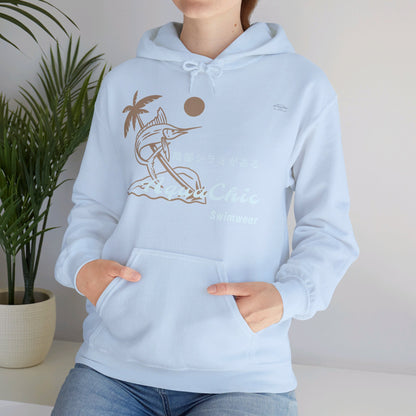 Japanese "I have genital lice" (Crabs), Brown Marlin - Unisex Heavy Blend Hoodie - Rude Translation Clothing