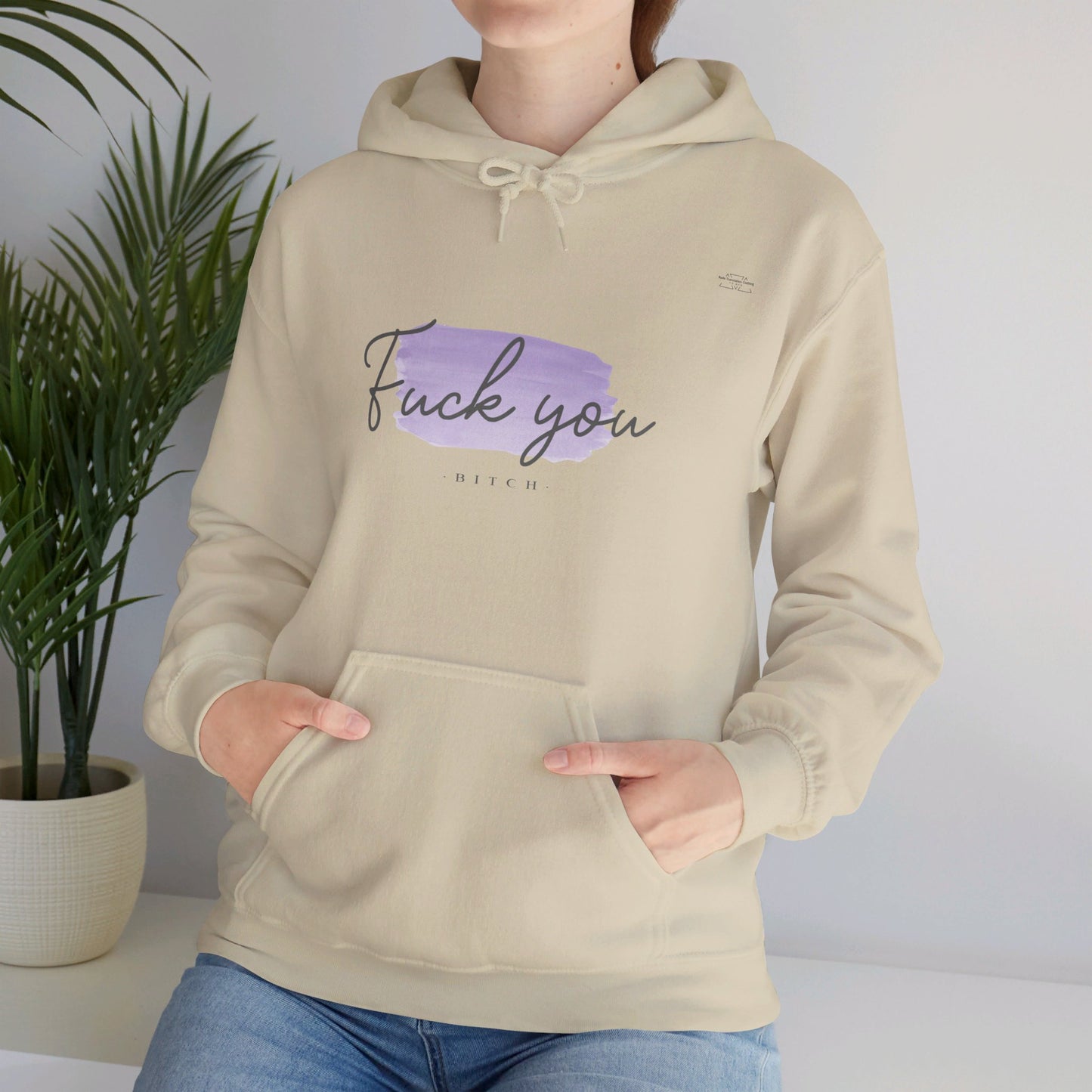 English 'Fuck you bitch', Purple - Unisex Heavy Blend Hoodie - Rude Translation Clothing