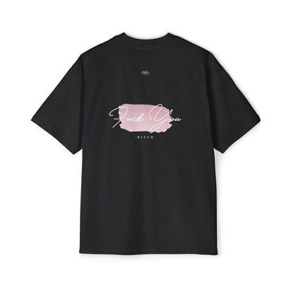 Pink - Men's Heavy Oversized Tee, English 'Fuck you bitch' - Rude Translation Clothing