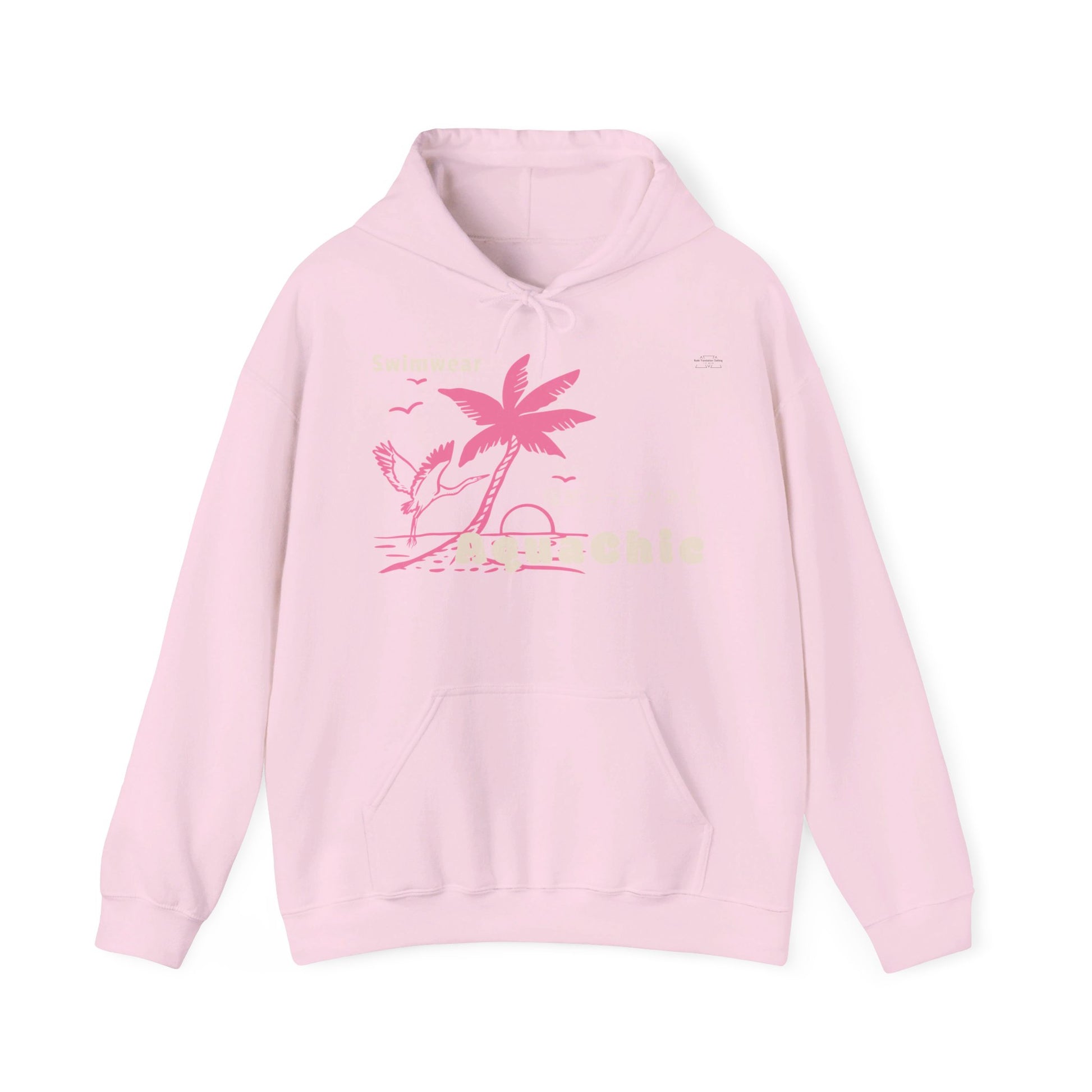 Japanese "I have genital lice" (Crabs), Pink Palm Tree Stork - Unisex Heavy Blend Hoodie - Rude Translation Clothing