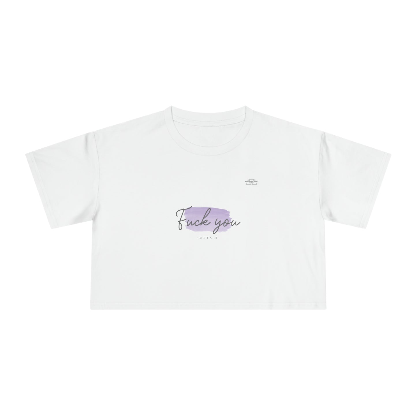 Purple - Women's Crop Tee, English 'Fuck you bitch' - Rude Translation Clothing