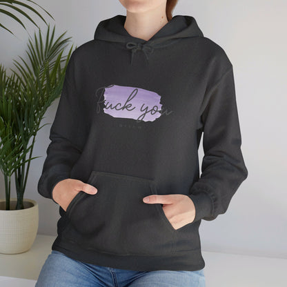 English 'Fuck you bitch', Purple - Unisex Heavy Blend Hoodie - Rude Translation Clothing