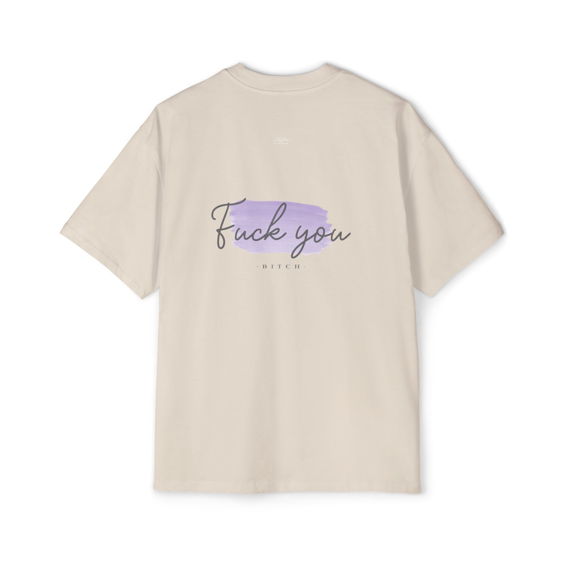 Purple - Men's Heavy Oversized Tee, English 'Fuck you bitch' - Rude Translation Clothing