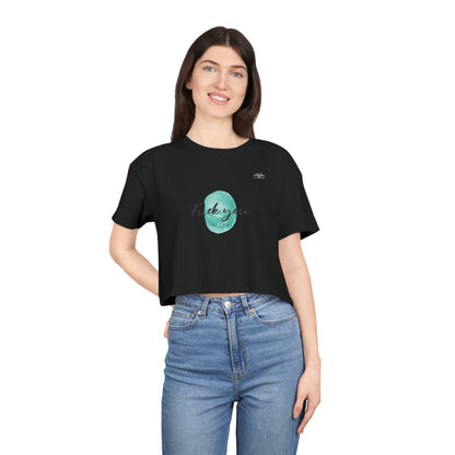 Green - Women's Crop Tee, English 'Fuck you bitch' - Rude Translation Clothing