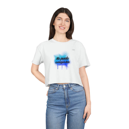 Blue graffiti - Women's Crop Tee, Spanish 'I can't get hard' - Rude Translation Clothing