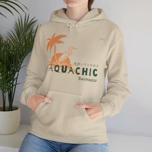 Japanese "I have genital lice" (Crabs), Orange Palm Tree Crane - Unisex Heavy Blend Hoodie - Rude Translation Clothing