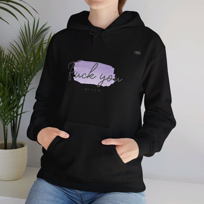 English 'Fuck you bitch', Purple - Unisex Heavy Blend Hoodie - Rude Translation Clothing