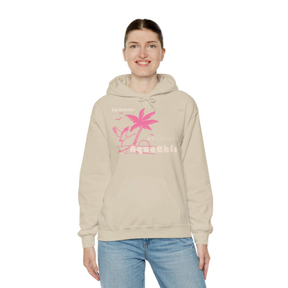 Japanese "I have genital lice" (Crabs), Pink Palm Tree Stork - Unisex Heavy Blend Hoodie - Rude Translation Clothing