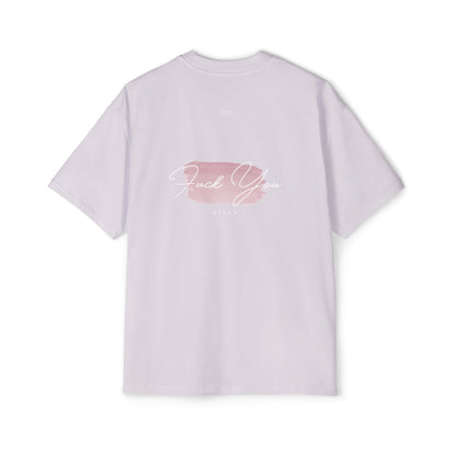 Pink - Men's Heavy Oversized Tee, English 'Fuck you bitch' - Rude Translation Clothing