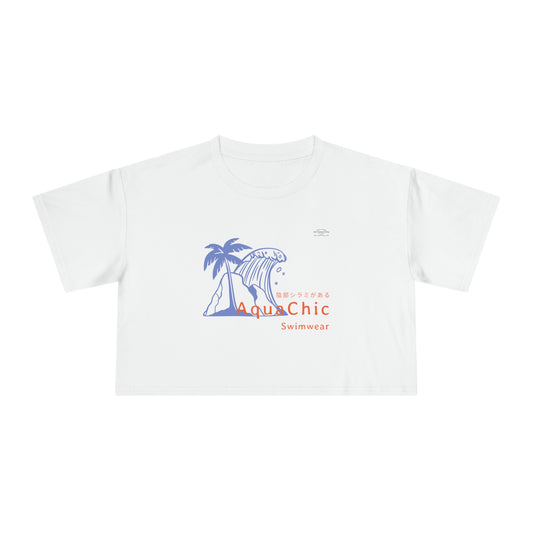 Wave - Women's Crop Tee, Japanese 'I have genital lice' (Crabs) - Rude Translation Clothing