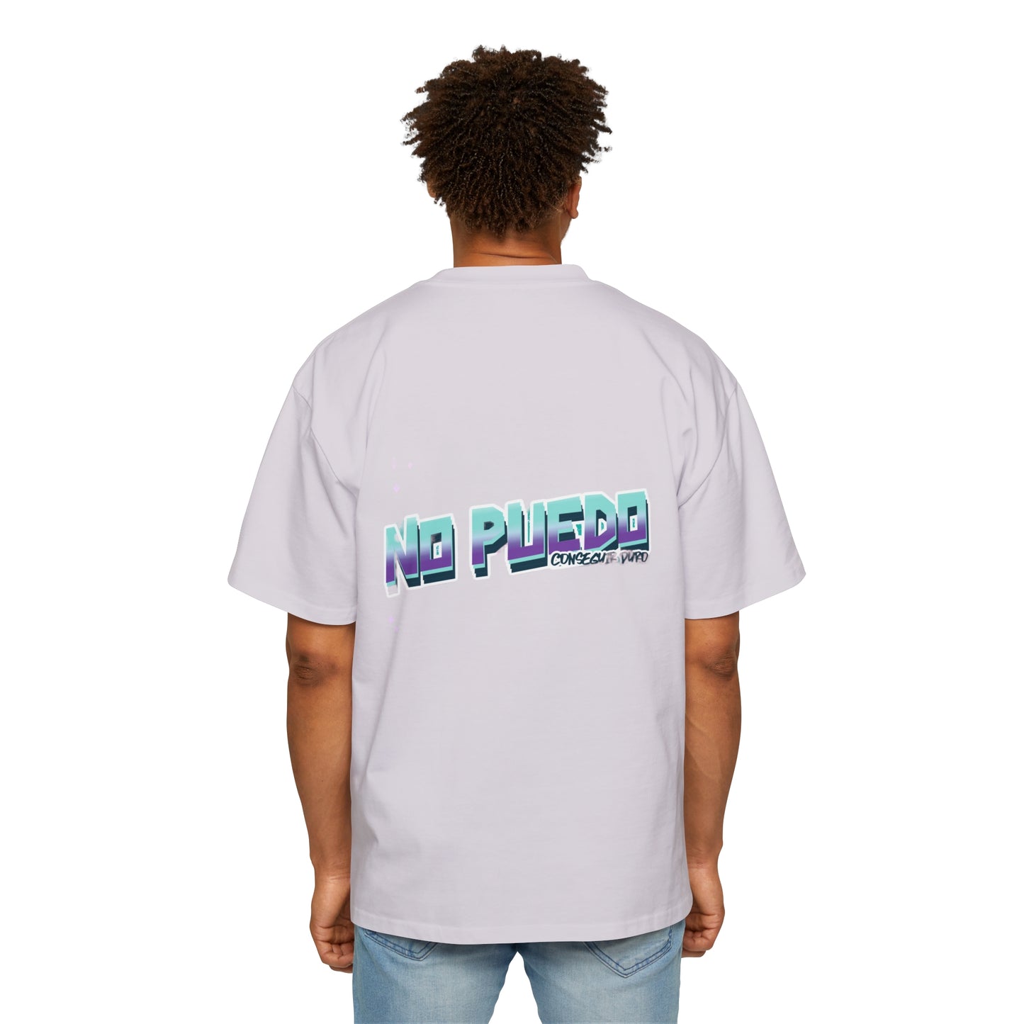 Men's Heavy Oversized Tee, Spanish "I can't get hard" - Rude Translation Clothing