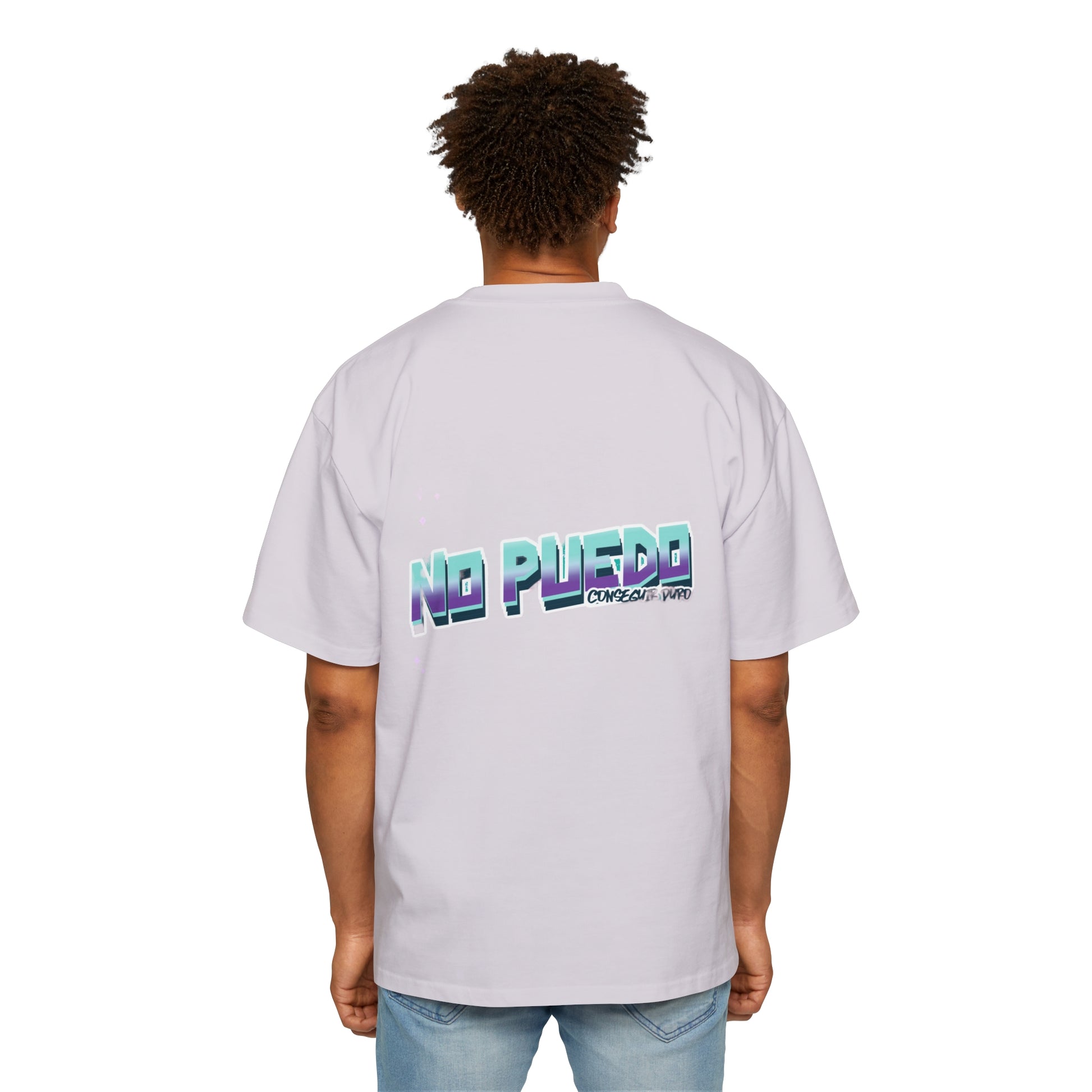 Men's Heavy Oversized Tee, Spanish "I can't get hard" - Rude Translation Clothing