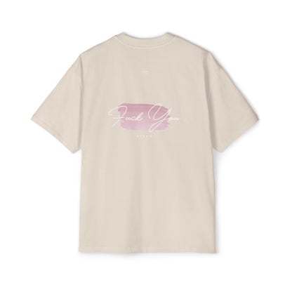 Pink - Men's Heavy Oversized Tee, English 'Fuck you bitch' - Rude Translation Clothing