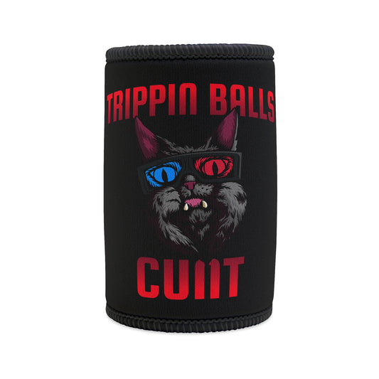 Cat - Stubby Cooler, English 'Trippin balls cunt' - Rude Translation Clothing