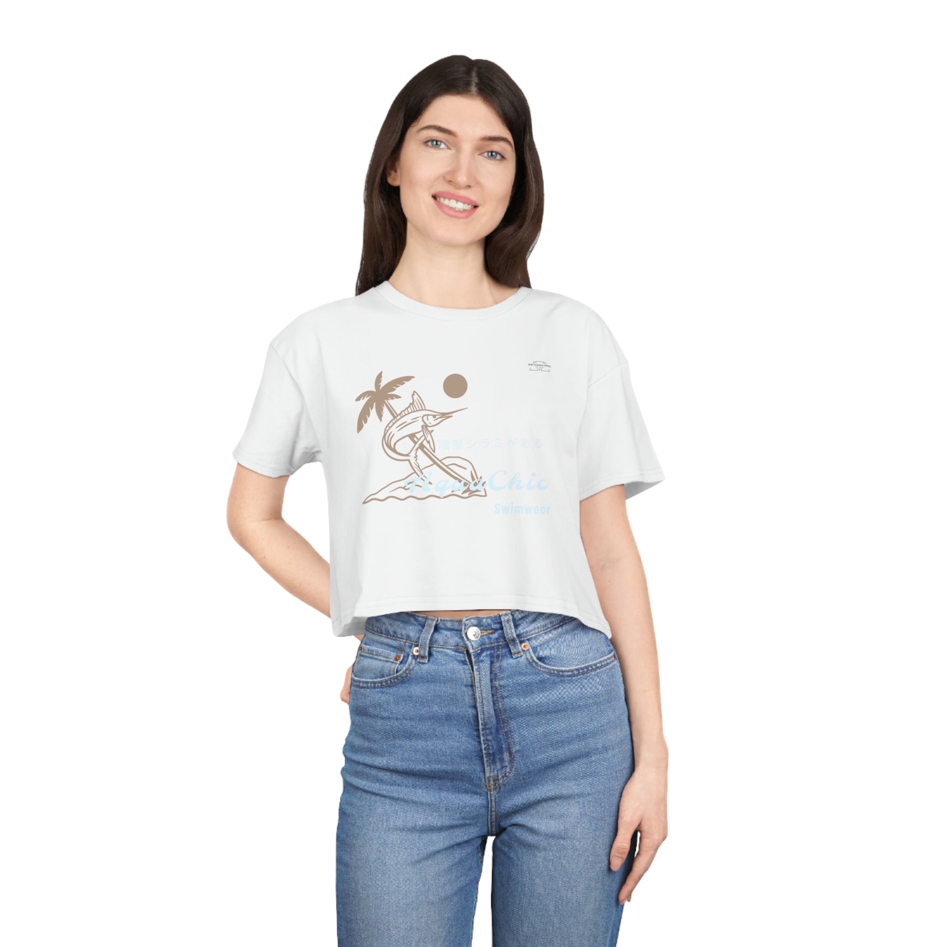 Marlin - Women's Crop Tee, Japanese 'I have genital lice' (Crabs) - Rude Translation Clothing