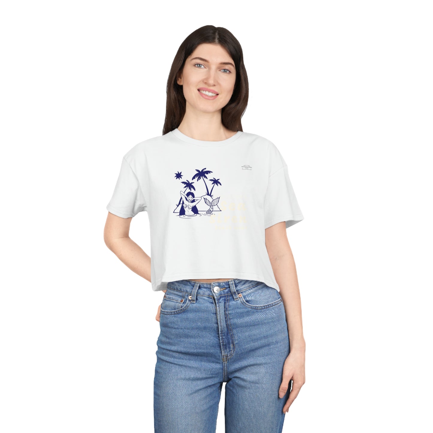 Sea Siren - Women's Crop Tee, Japanese 'I have genital lice' (Crabs) - Rude Translation Clothing