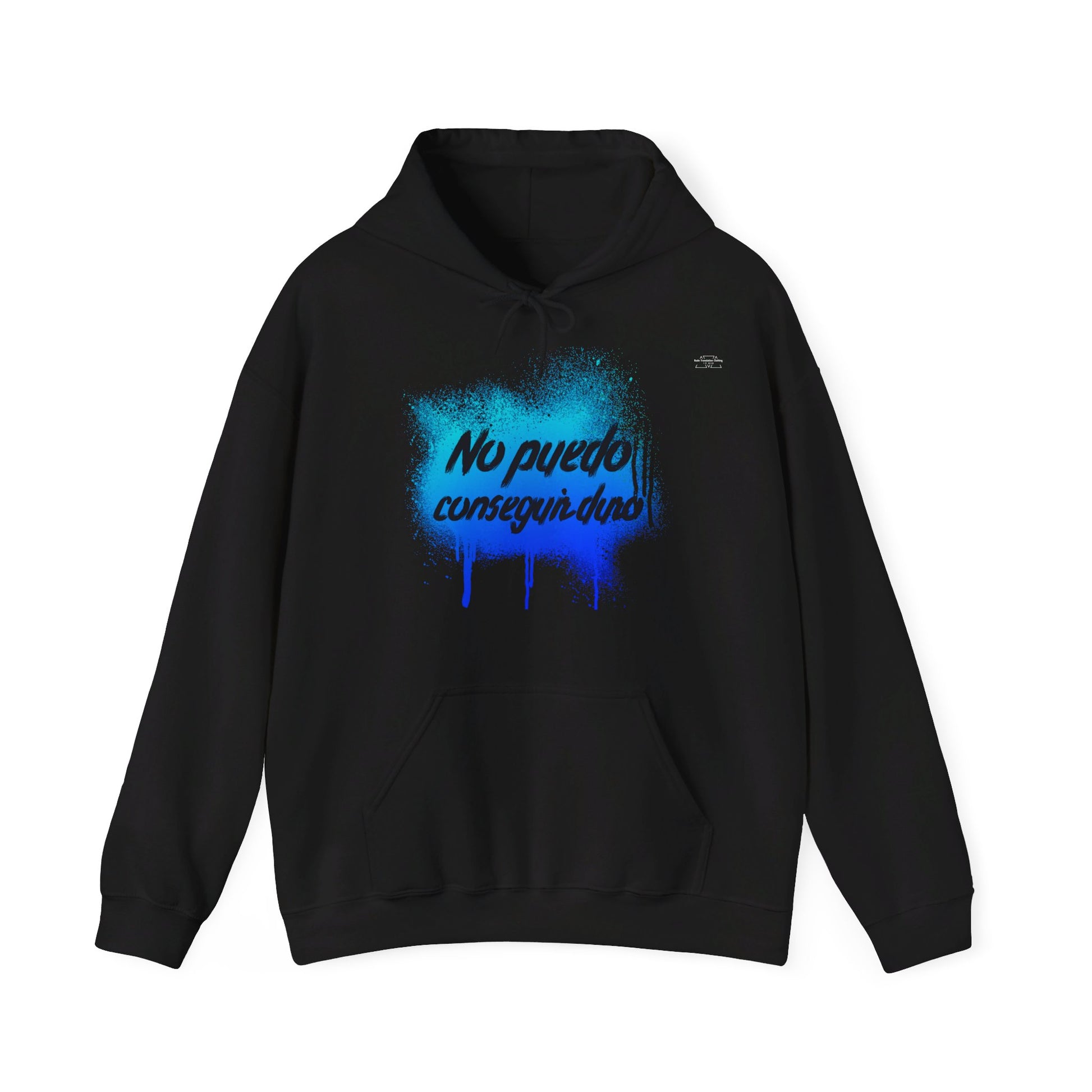 Spanish 'I can't get hard', Blue Graffiti - Unisex Heavy Blend Hoodie - Rude Translation Clothing