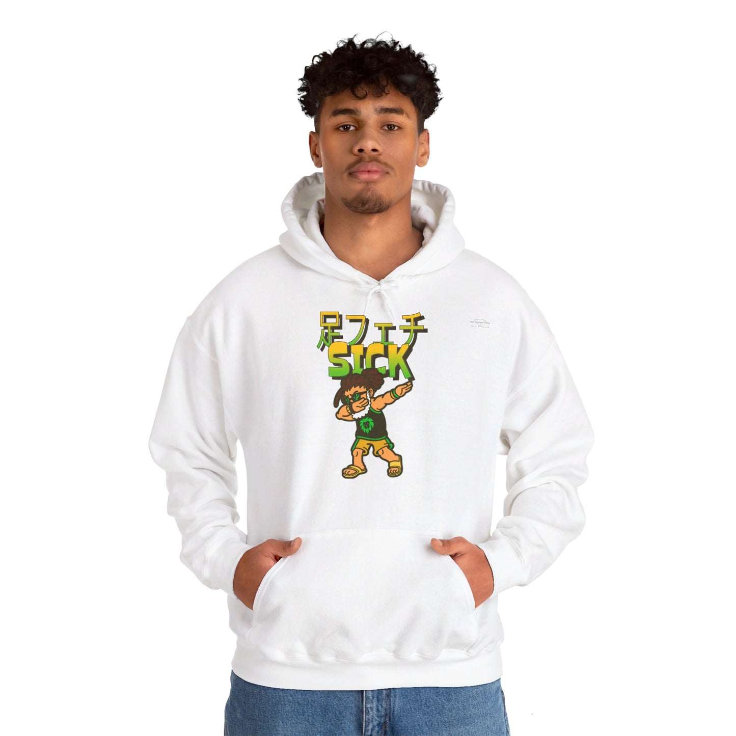 Japanese 'Sick foot fetish', Dabbing dreads dude - Unisex Heavy Blend Hoodie - Rude Translation Clothing