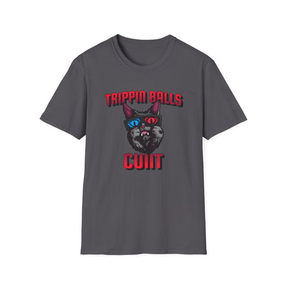 Cat - Unisex Softstyle T-Shirt, English 'Trippin balls cunt' - Rude Translation Clothing