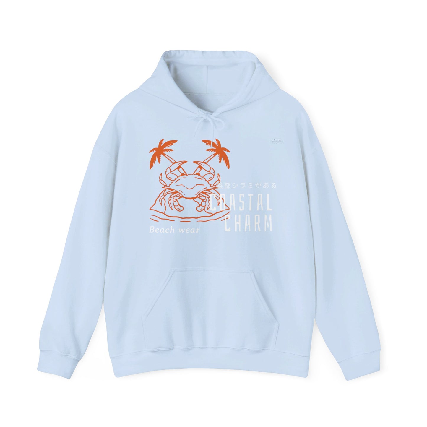 Japanese "I have genital lice" (Crabs), Orange Crab - Unisex Heavy Blend Hoodie - Rude Translation Clothing