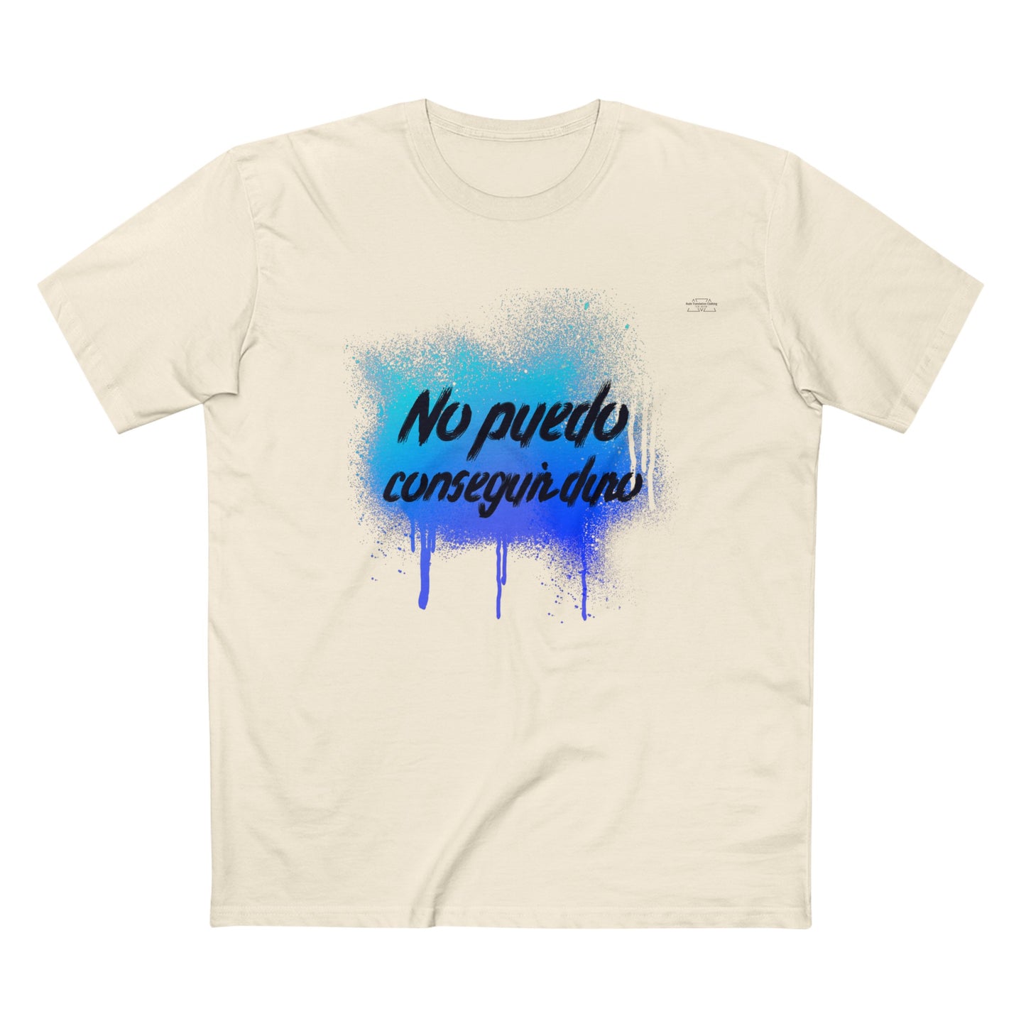 Blue graffiti- Men's Staple Tee, Spanish 'I can't get hard' - Rude Translation Clothing