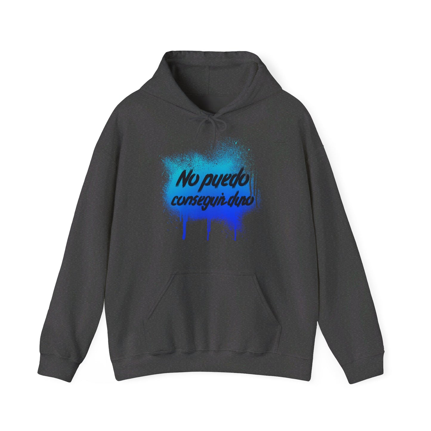 Spanish 'I can't get hard', Blue Graffiti - Unisex Heavy Blend Hoodie - Rude Translation Clothing