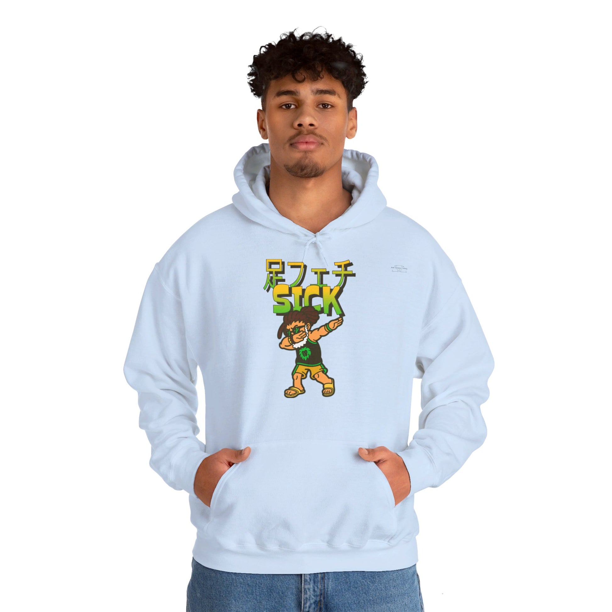 Japanese 'Sick foot fetish', Dabbing dreads dude - Unisex Heavy Blend Hoodie - Rude Translation Clothing