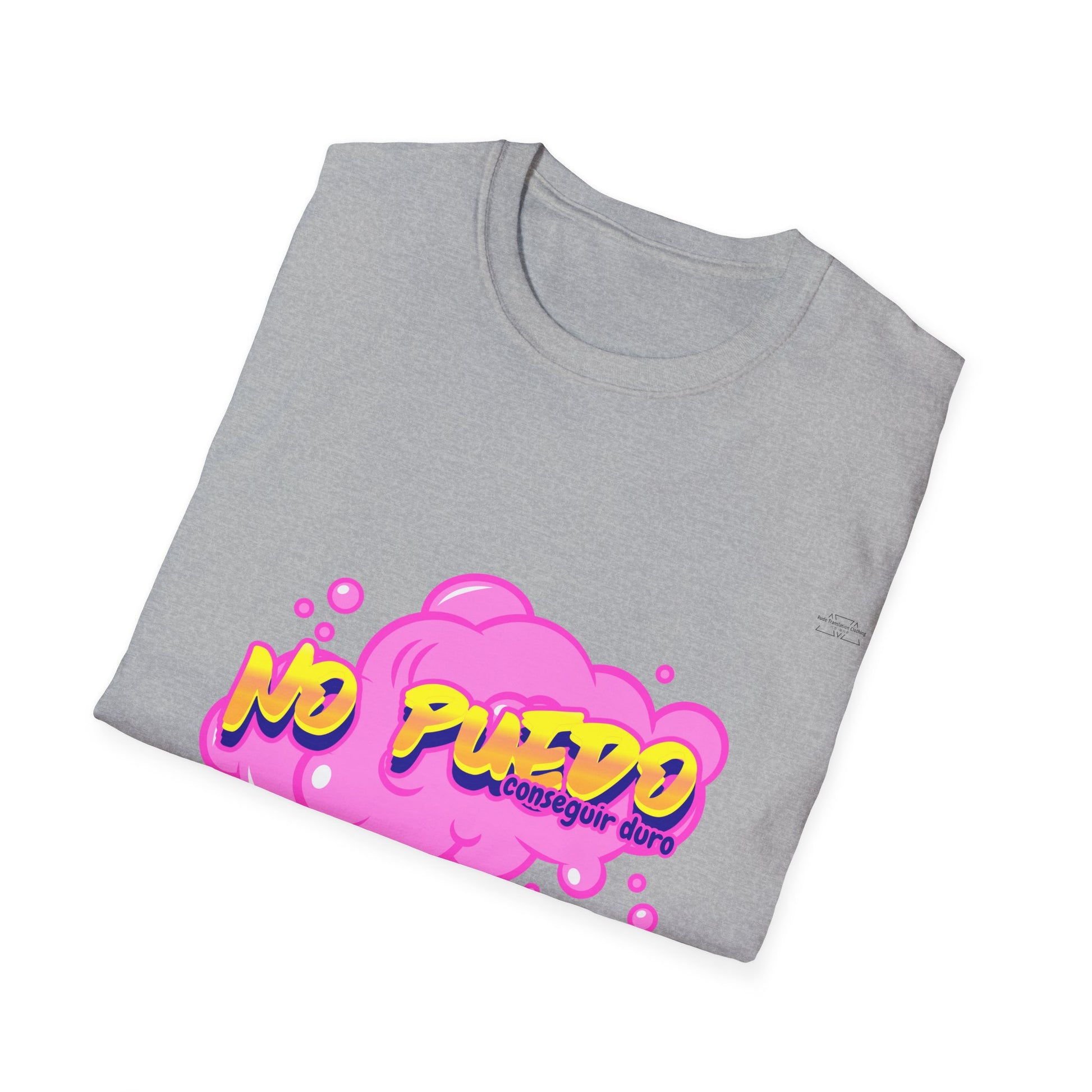 Yellow graffiti - Unisex Softstyle T-Shirt, Spanish 'I can't get hard' - Rude Translation Clothing