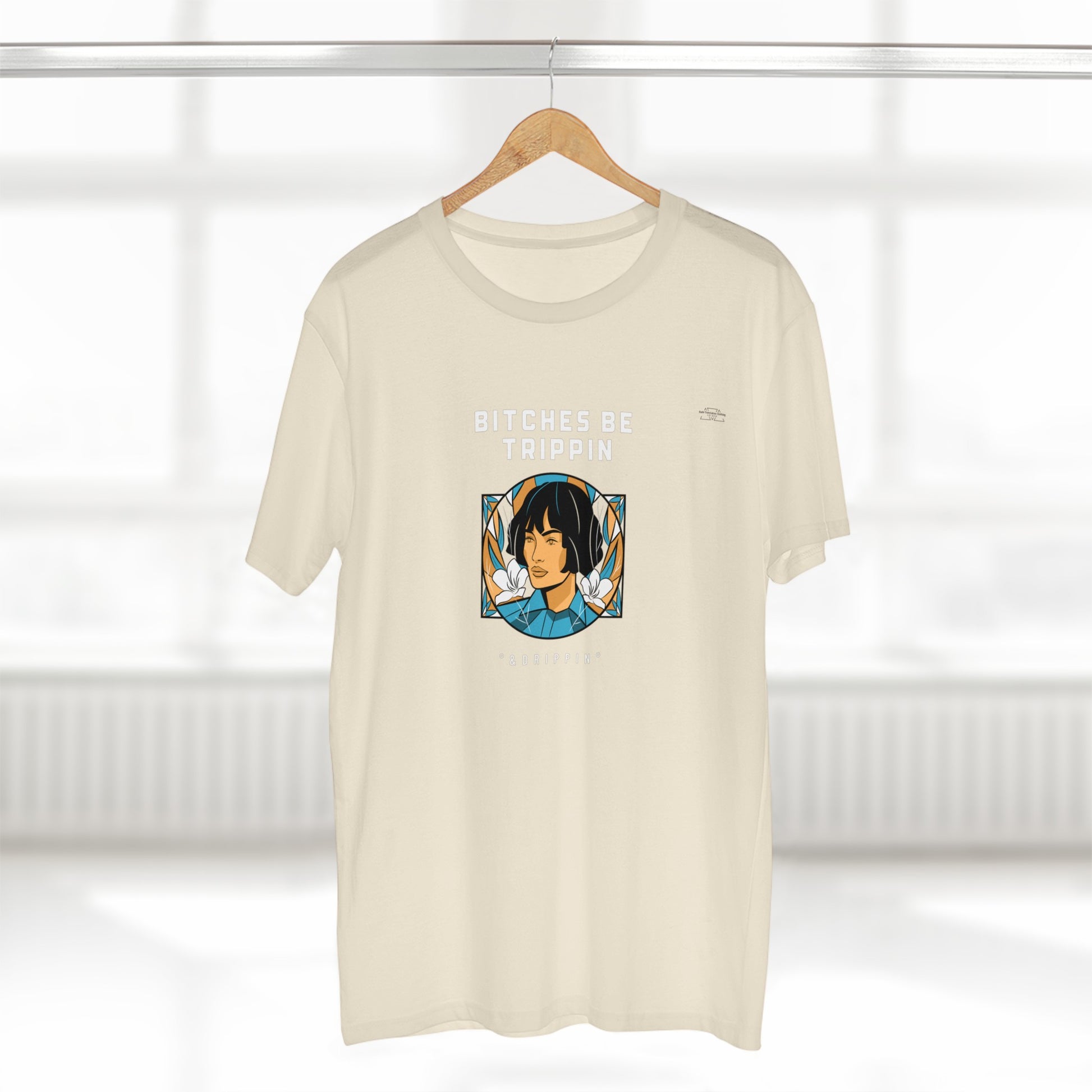 Short hair - Men's Staple Tee, English 'Bitches be trippin & drippin' - Rude Translation Clothing