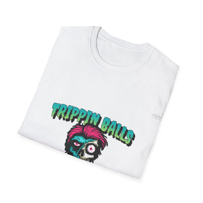 Skull - Unisex Softstyle T-Shirt, English 'Trippin balls cunt' - Rude Translation Clothing