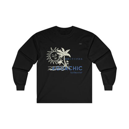 Palm Tree - Unisex Cotton Long Sleeve. Japanese 'I have genital lice' (Crabs) - Rude Translation Clothing