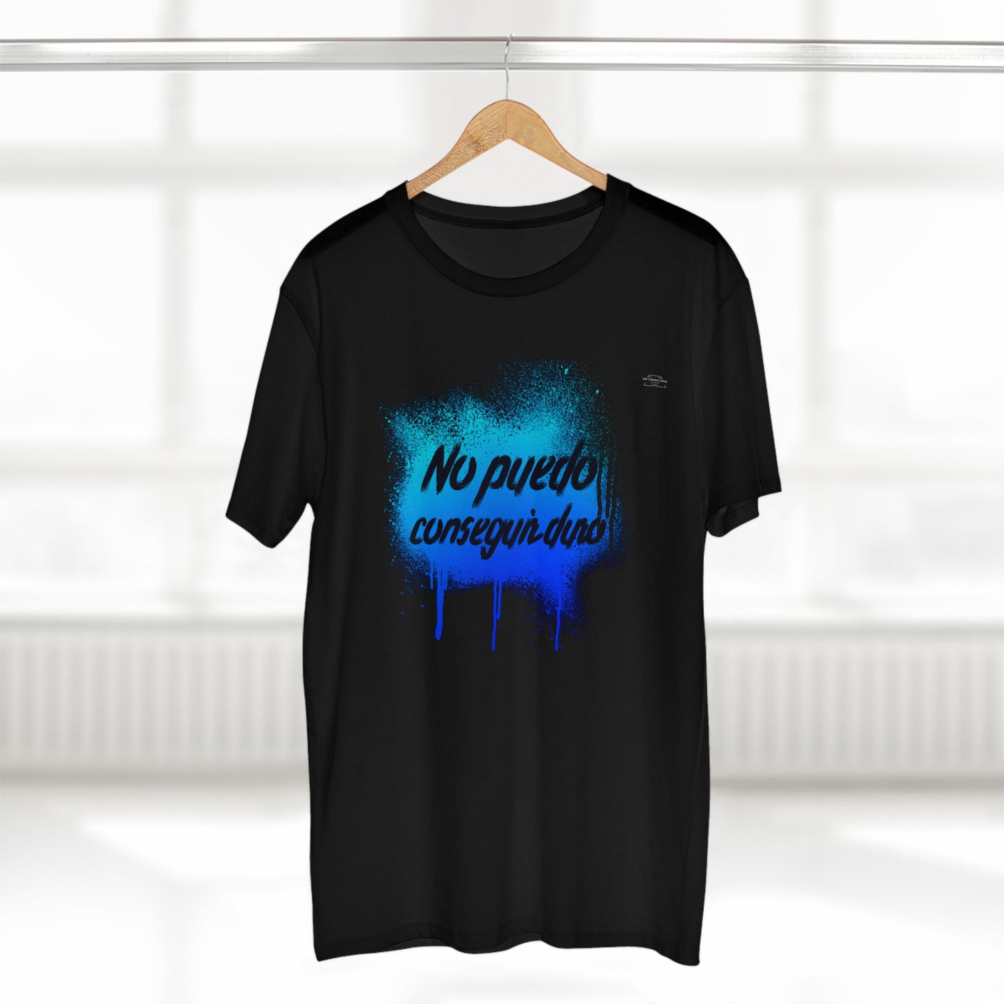 Blue graffiti- Men's Staple Tee, Spanish 'I can't get hard' - Rude Translation Clothing