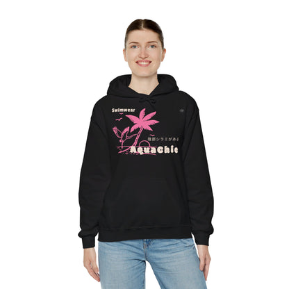 Japanese "I have genital lice" (Crabs), Pink Palm Tree Stork - Unisex Heavy Blend Hoodie - Rude Translation Clothing