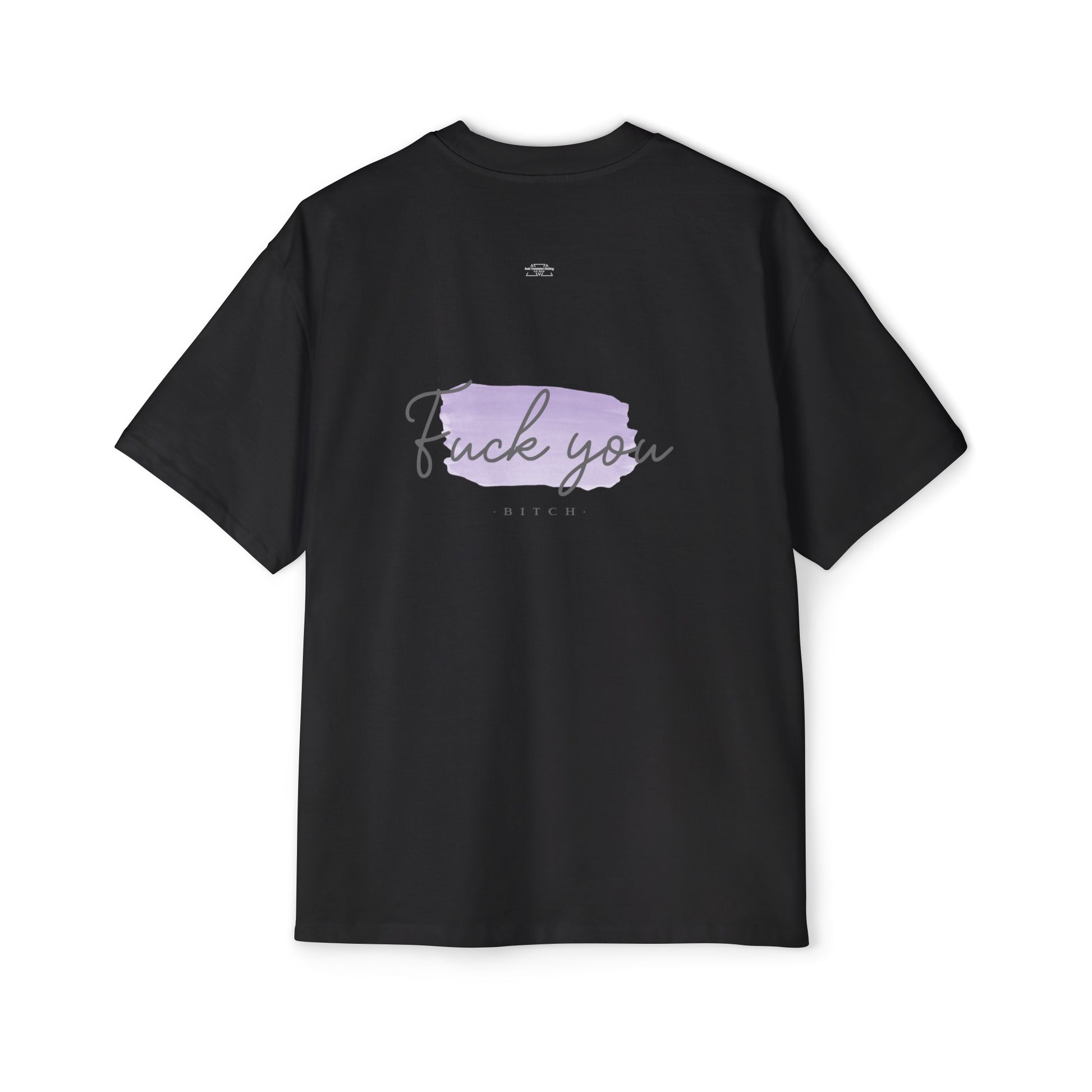 Purple - Men's Heavy Oversized Tee, English 'Fuck you bitch' - Rude Translation Clothing