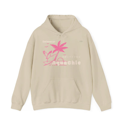 Japanese "I have genital lice" (Crabs), Pink Palm Tree Stork - Unisex Heavy Blend Hoodie - Rude Translation Clothing